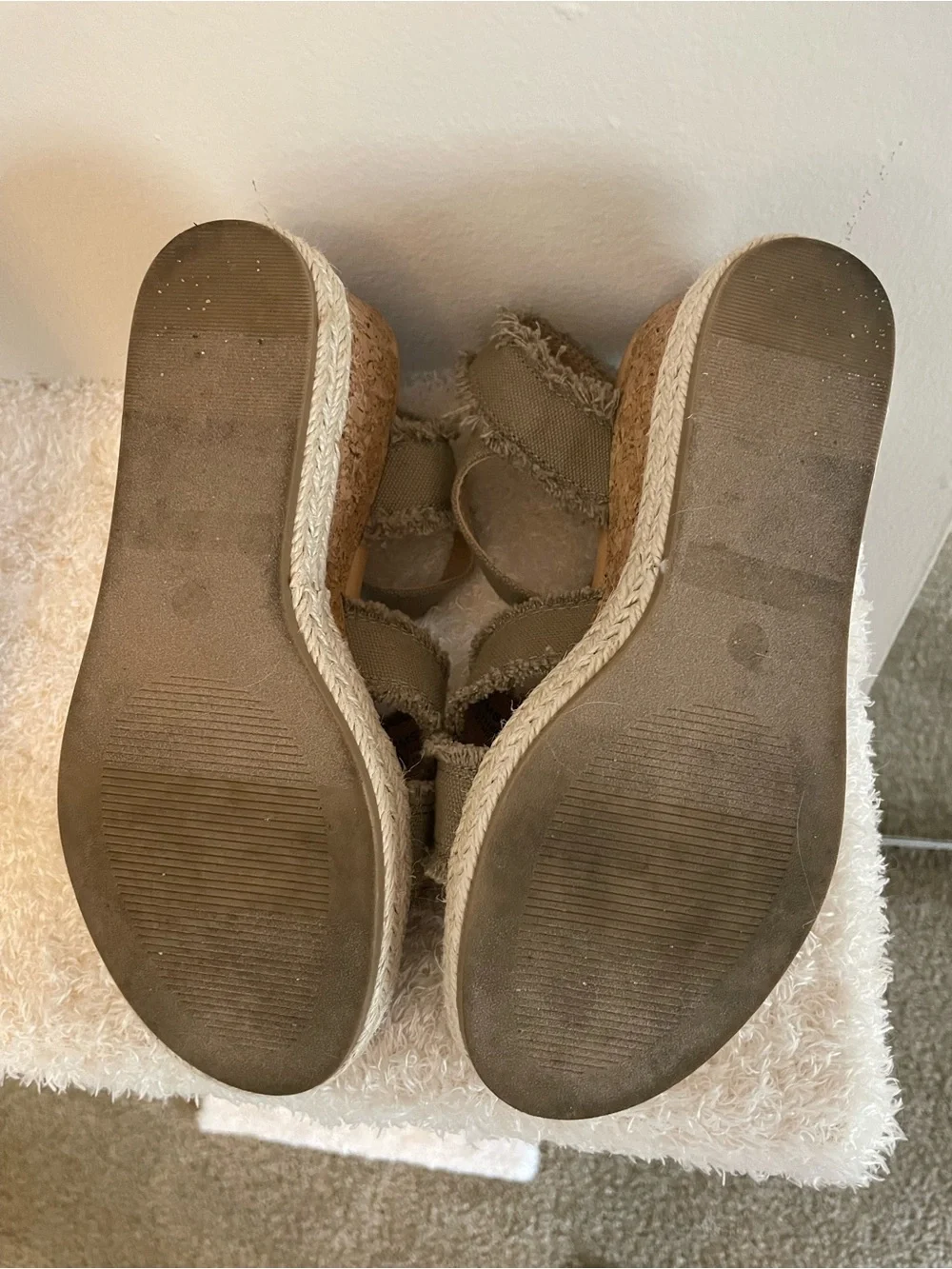 Dolce Vita Taupe Frayed Espadrille Platform Sandals